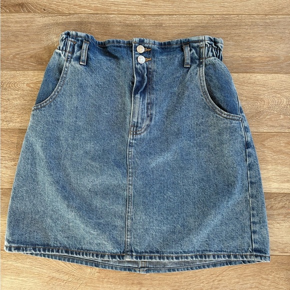 Mango Dresses & Skirts - Mango MNG Blue Denim Mini skirt size medium paper bag waist elastic waist
